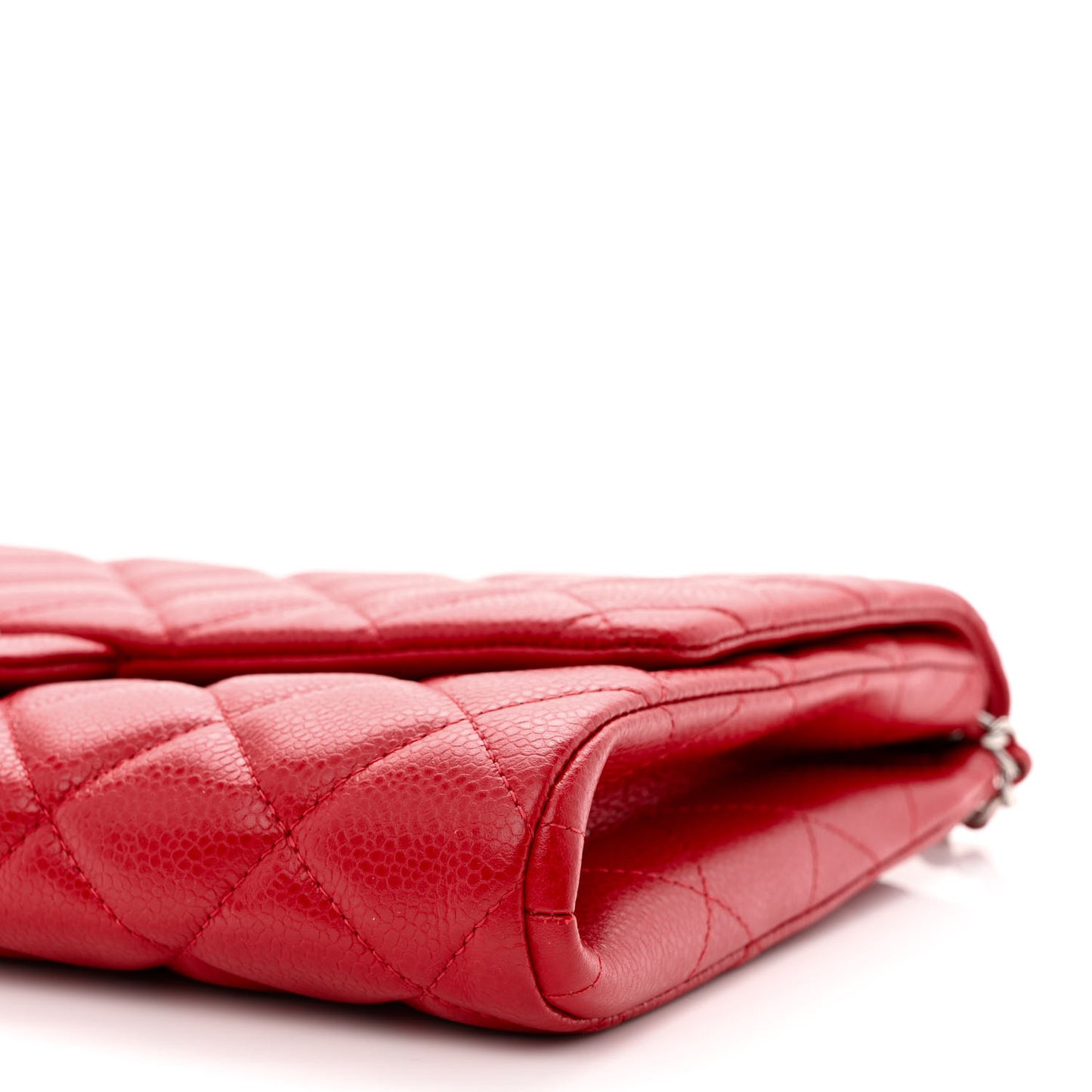 Caviar Quilted Clutch With Chain Flap Red