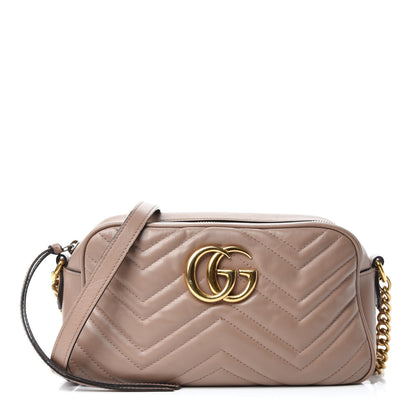 Gucci Calfskin Matelasse Small GG Marmont Chain Shoulder Bag Porcelain Rose 1 of 17