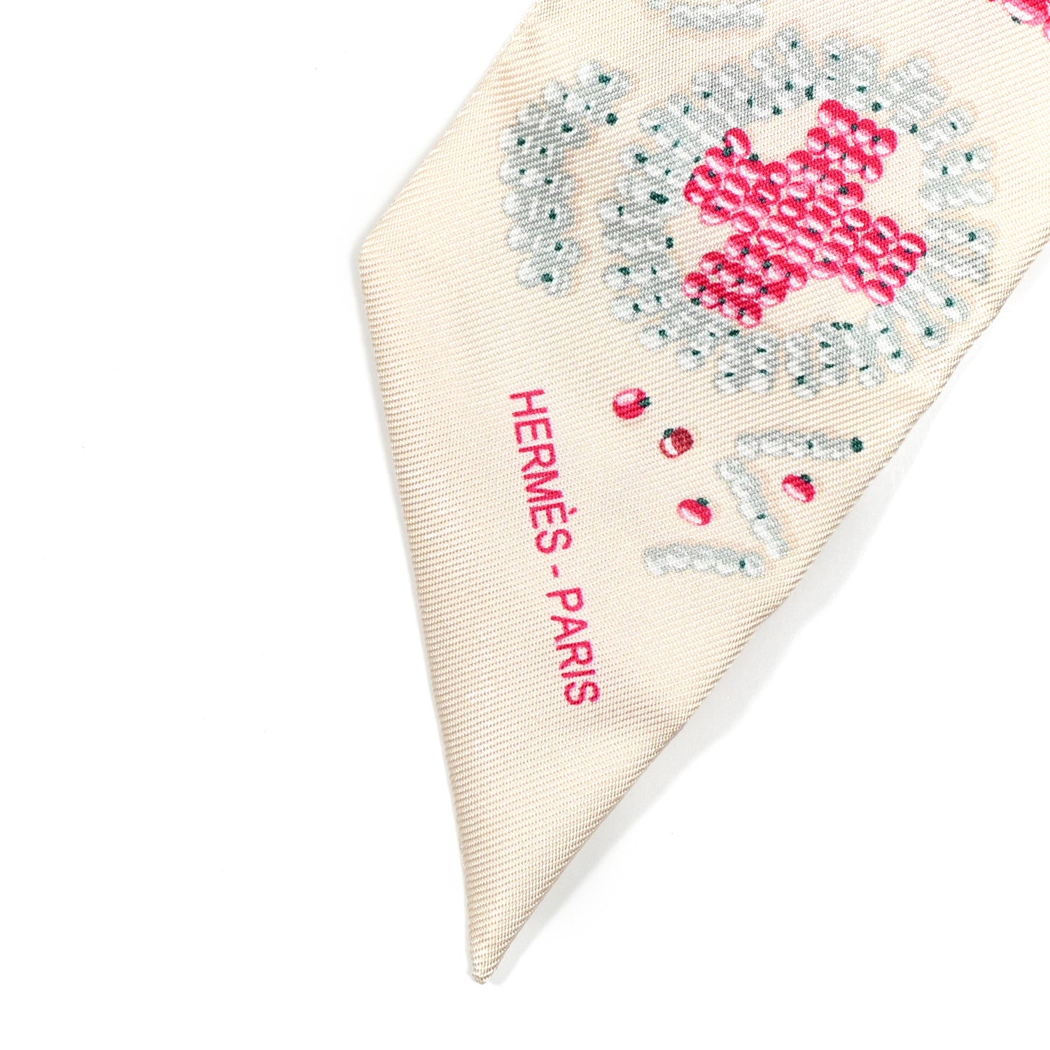 Hermes Silk Kelly En Perles Twilly Creme Framboise 2 of 4