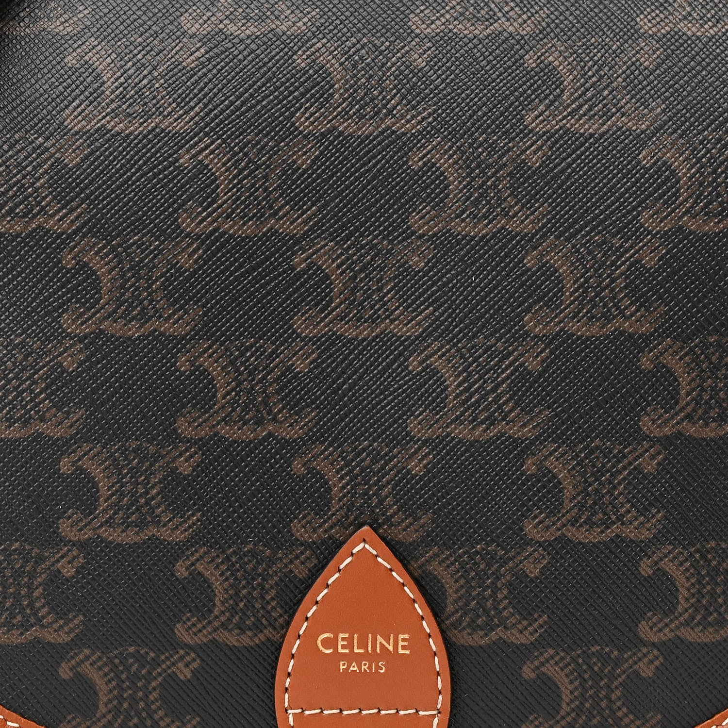 Celine Triomphe Canvas Medium Folco Bag Tan 8 of 11