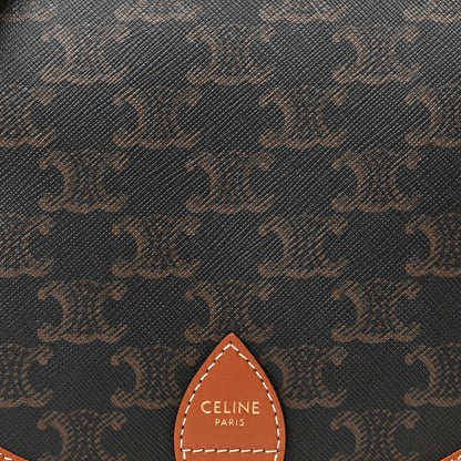 Celine Triomphe Canvas Medium Folco Bag Tan 8 of 11