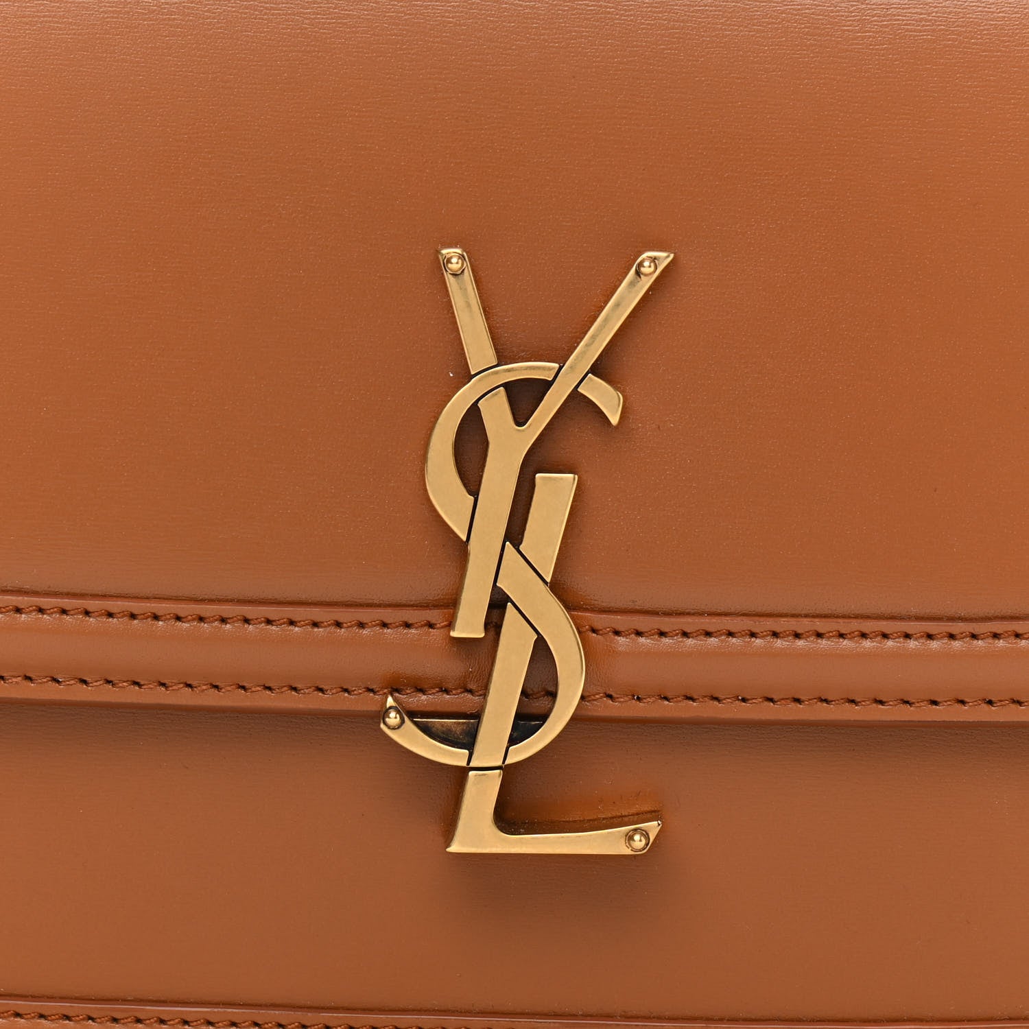 Saint Laurent Box Calfskin Monogram Medium Solferino Satchel Camel 7 of 10