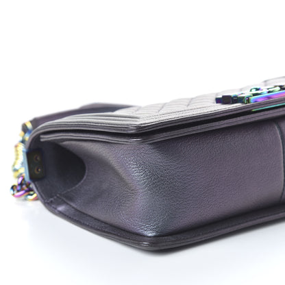 Chanel Iridescent Goatskin Quilted Medium Boy Flap Purple 6 of 11