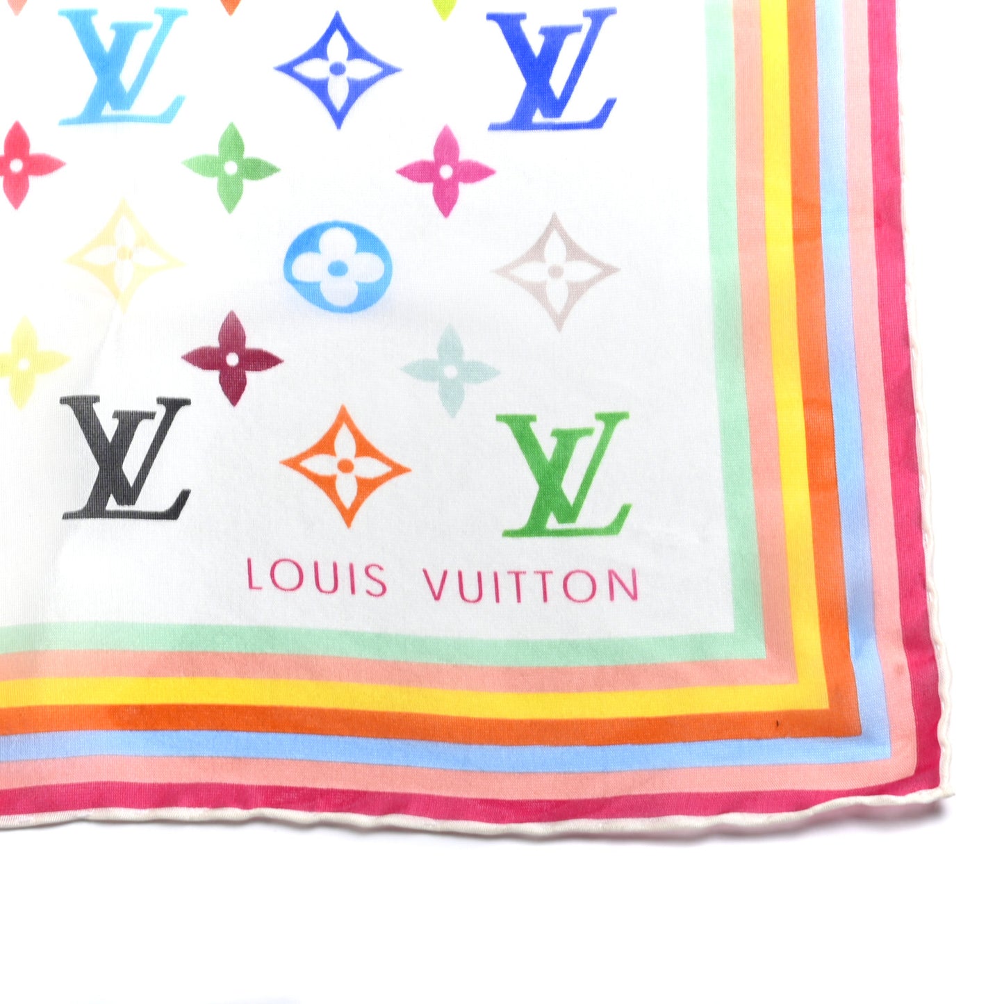 Silk Monogram Multicolor Scarf White