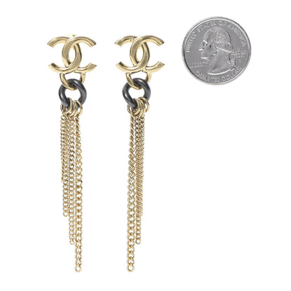 Chanel CC Chain Drop Earrings Gold Ruthenium 2 of 5
