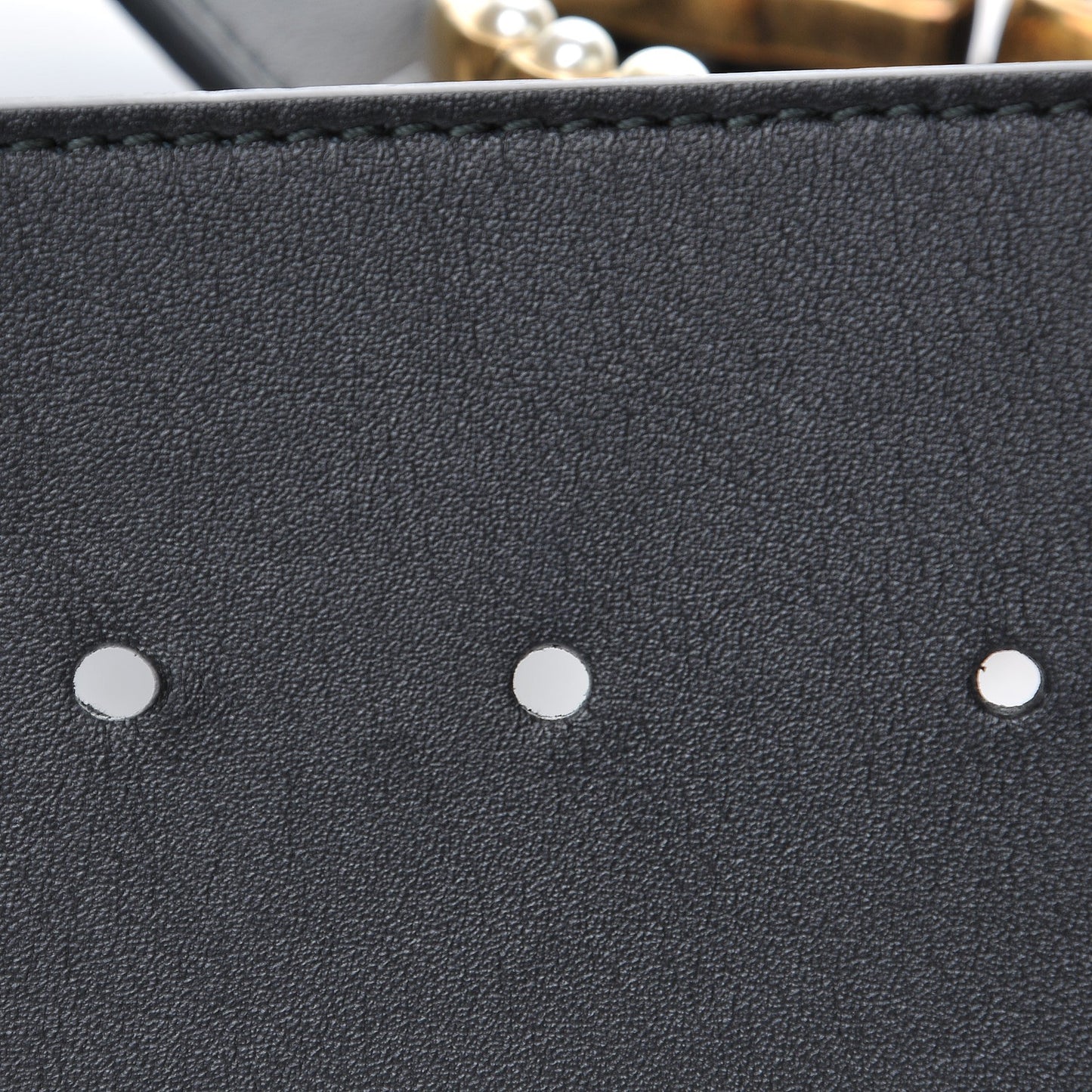 Moon Calfskin Pearl Double G 70mm Belt 80 32 Black Cream