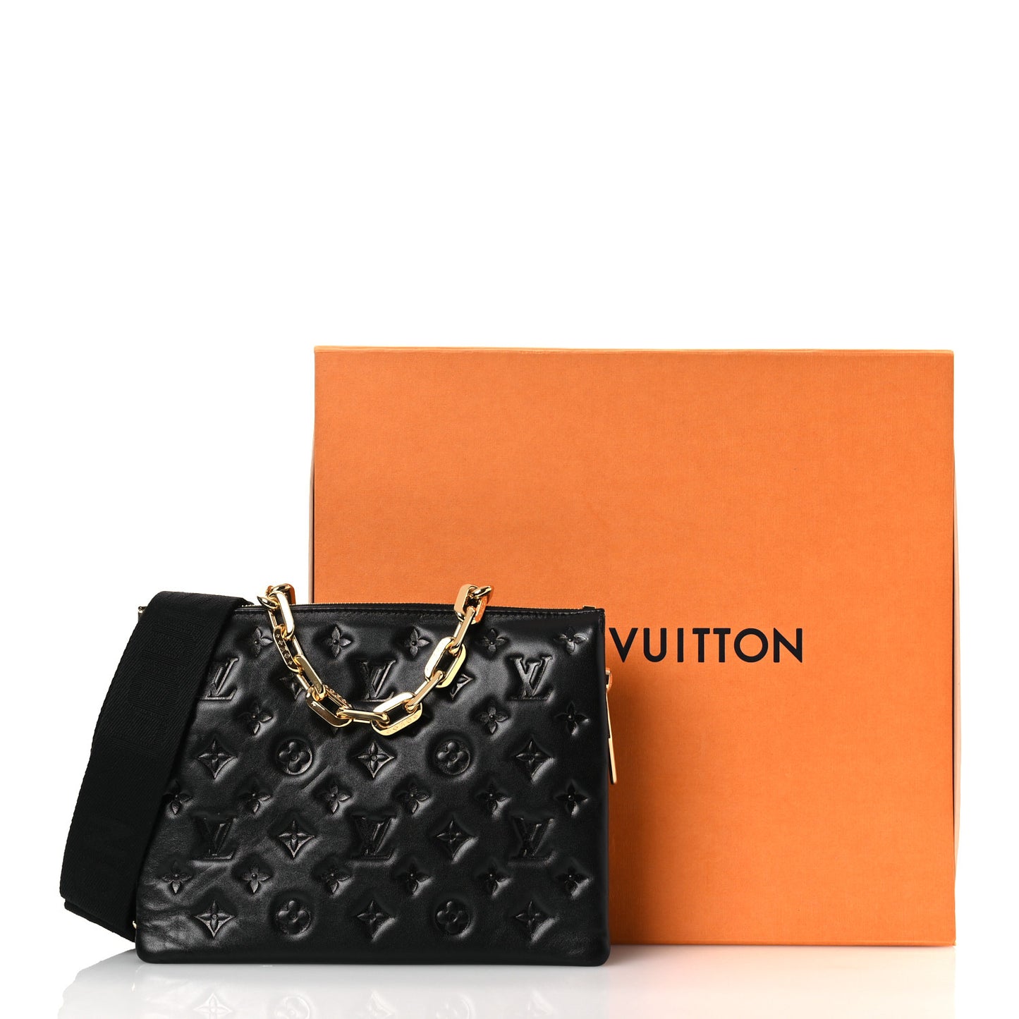 Lambskin Embossed Monogram Coussin PM Black