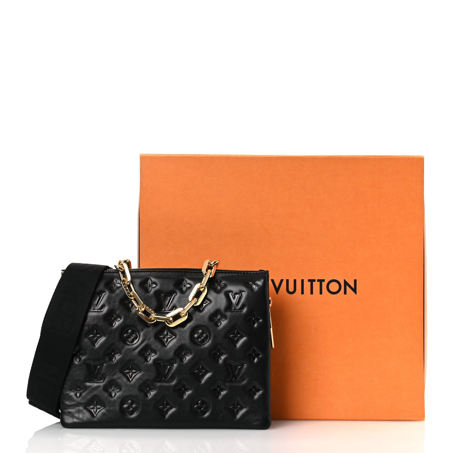 Louis Vuitton Lambskin Embossed Monogram Coussin PM Black 10 of 10