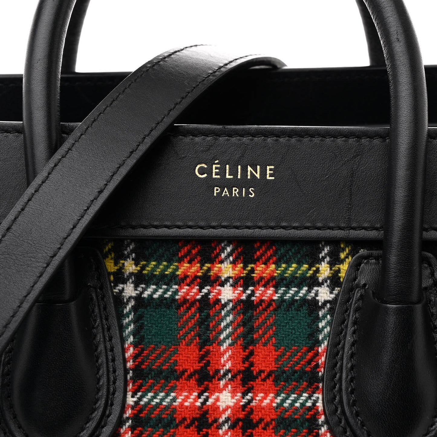 Tartan Calfskin Nano Luggage Red Blue