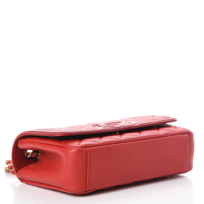 Chanel Caviar Quilted Small CC Filigree Flap Red 4 of 10