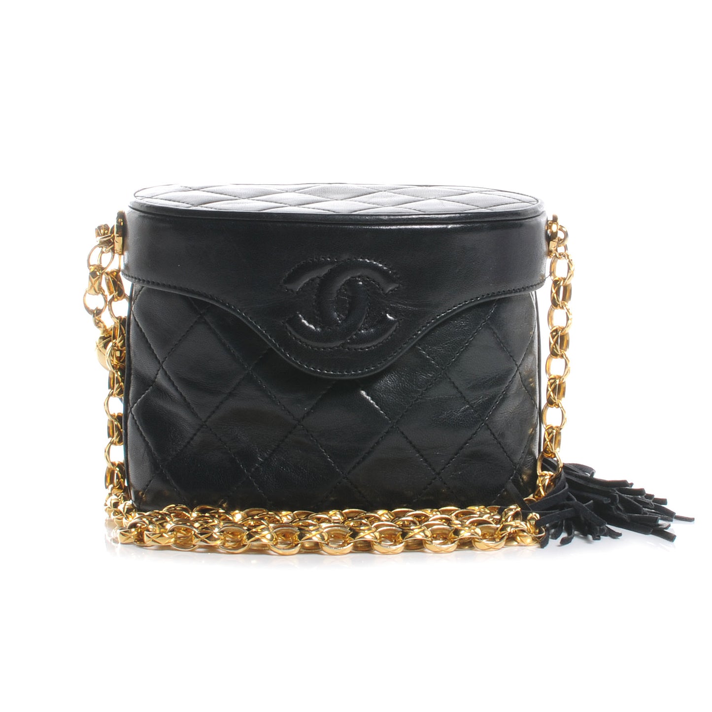Lambskin Tassel Shoulder Bag Black