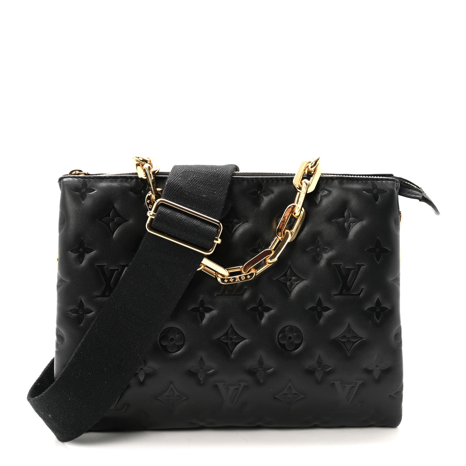 Louis Vuitton Lambskin Embossed Monogram Coussin PM Black 1 of 9