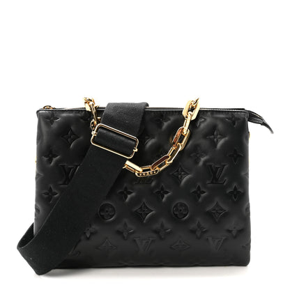 Louis Vuitton Lambskin Embossed Monogram Coussin PM Black 1 of 9