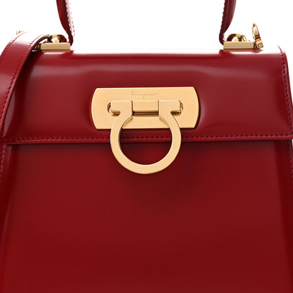 Salvatore Ferragamo Brushed Off Calfskin Small Iconic Top Handle Red 9 of 11