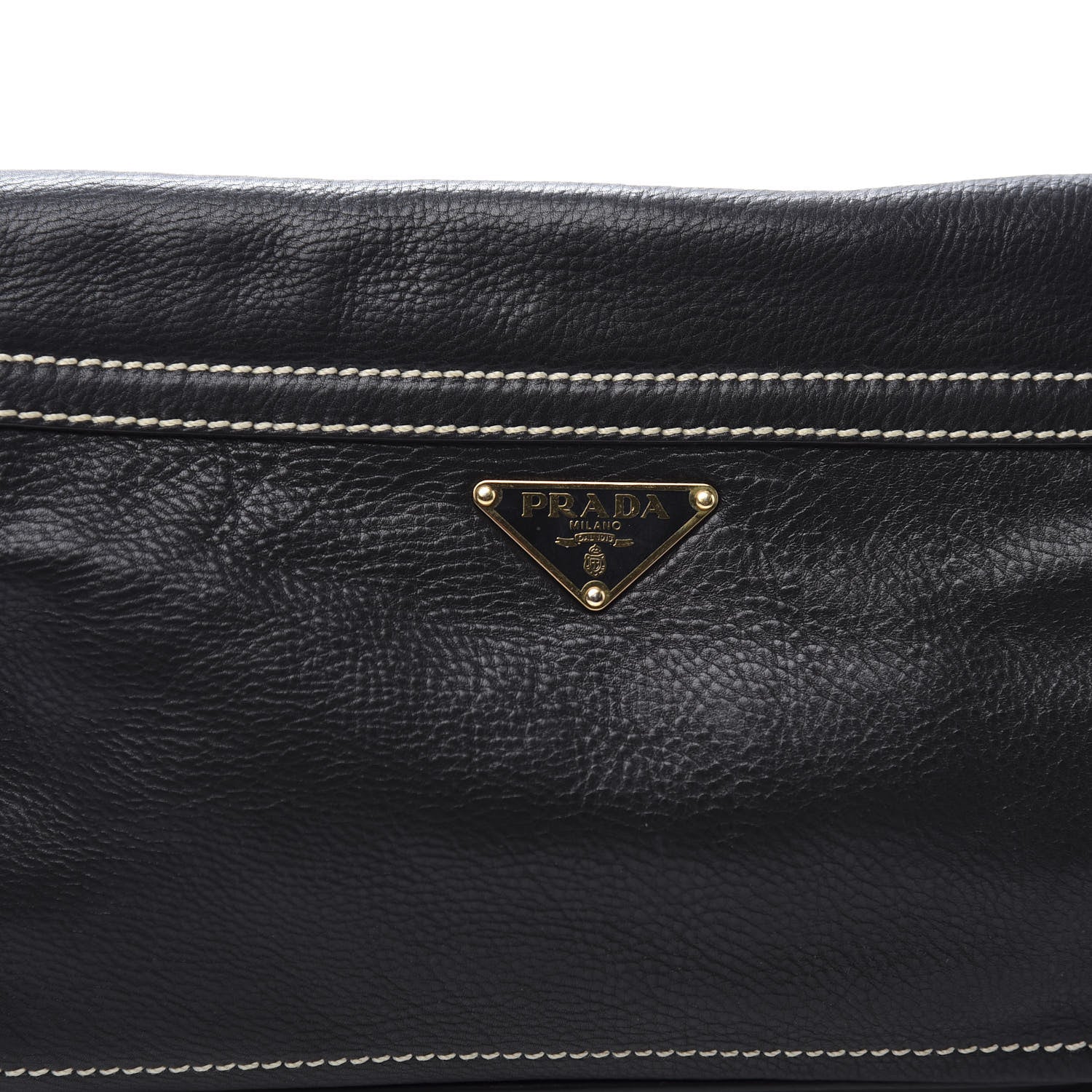 Prada Calfskin Metal Shoulder Bag Black Cuoio 10 of 10
