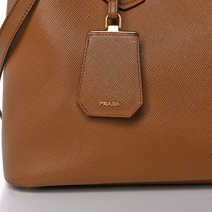 Prada Saffiano Cuir Medium Double Handle Bag Caramel Fuoco 7 of 14