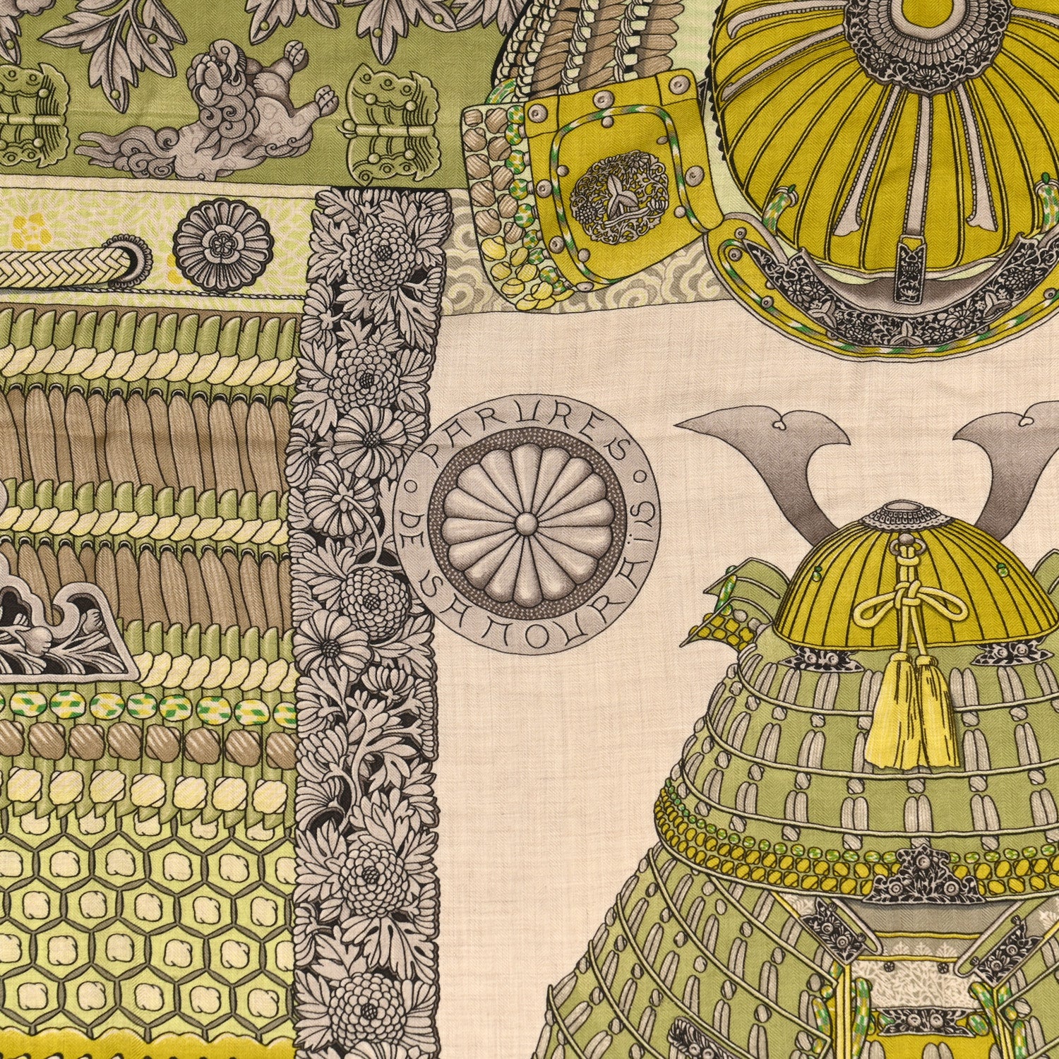 Hermes Cashmere Silk Parures De Samourais Shawl 140 4 of 5