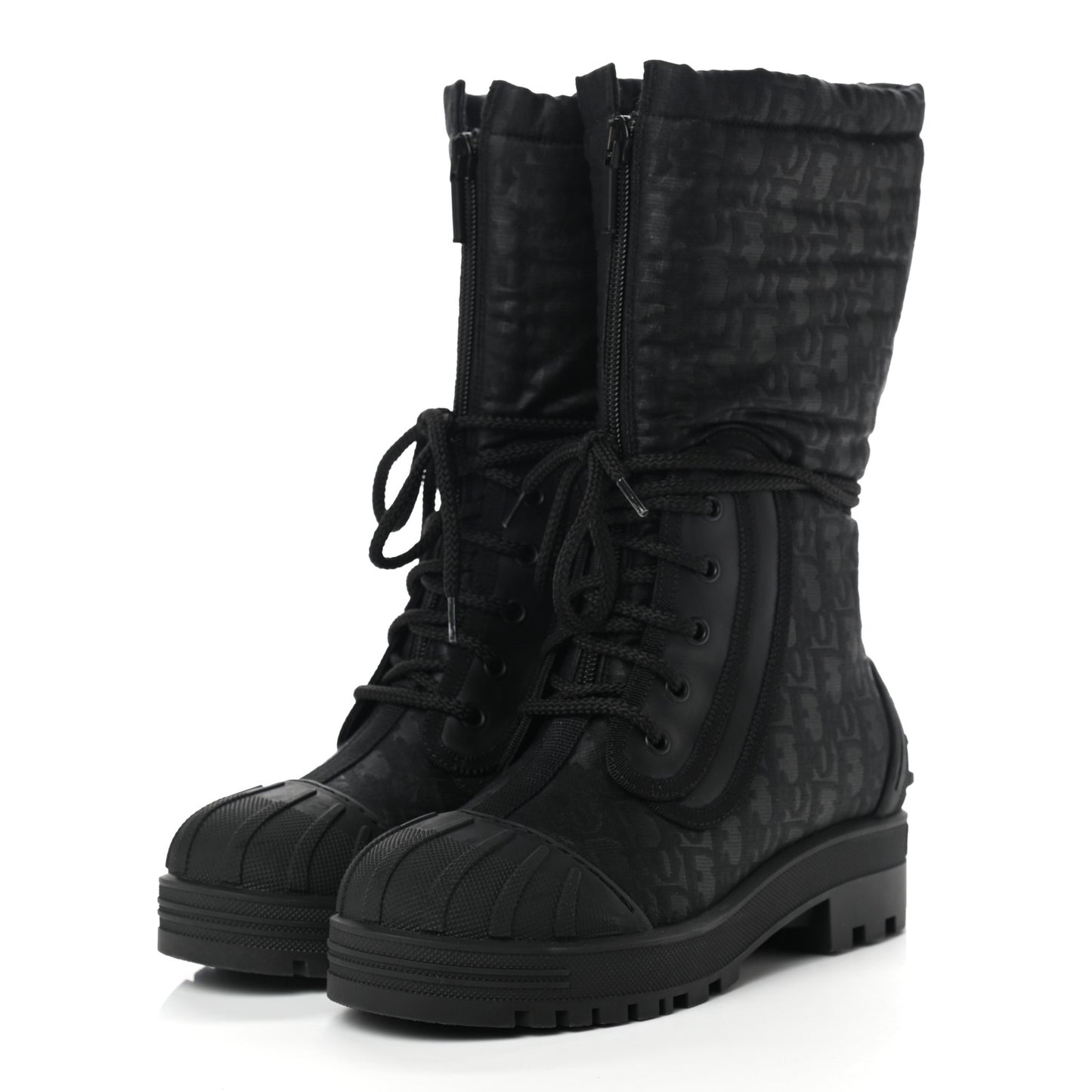 Oblique Shiny Technical Fabric Dior Iron Boots 36.5 Black