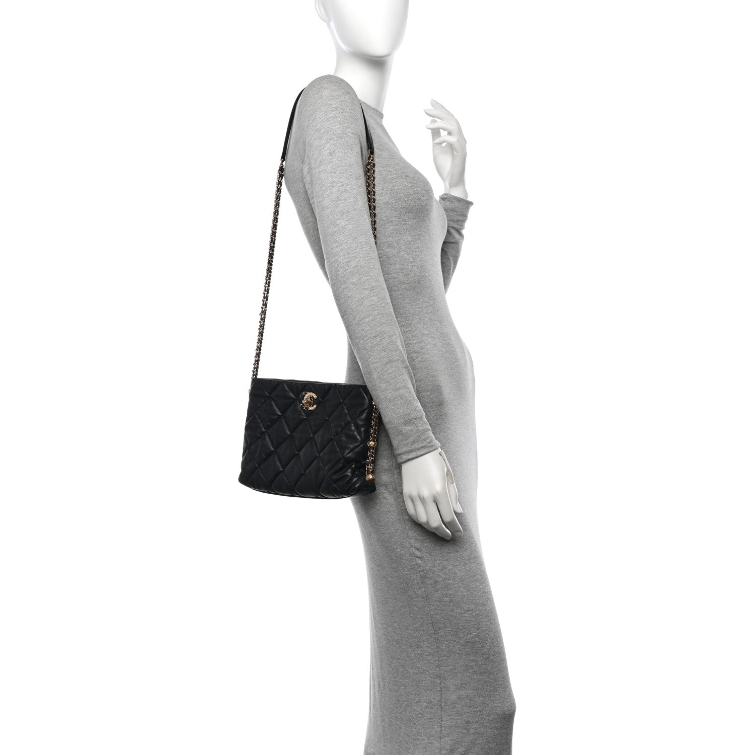 Chanel Lambskin Quilted Crush on Chains Hobo Black 2 of 10