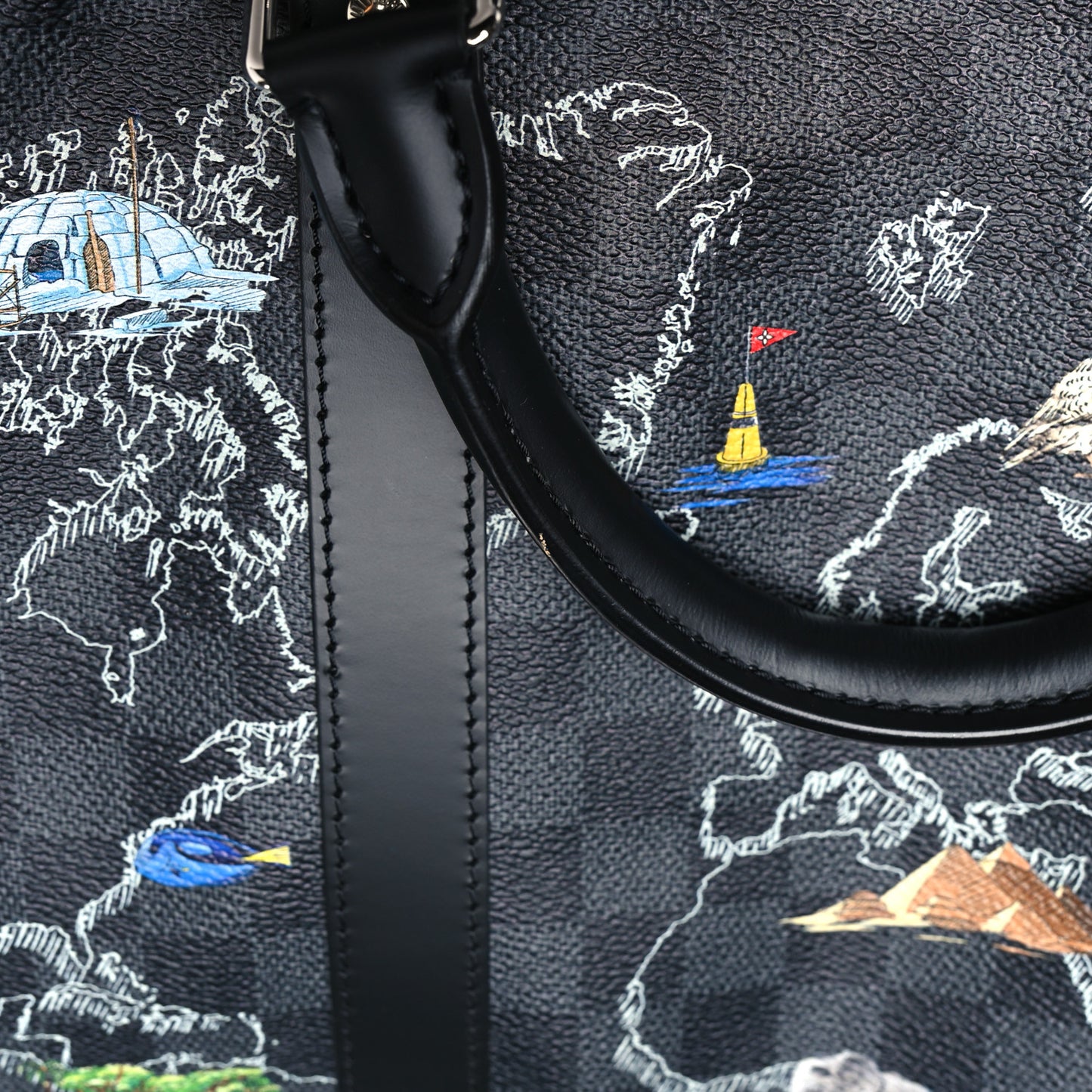 Damier Graphite World Map Keepall Bandouliere 50