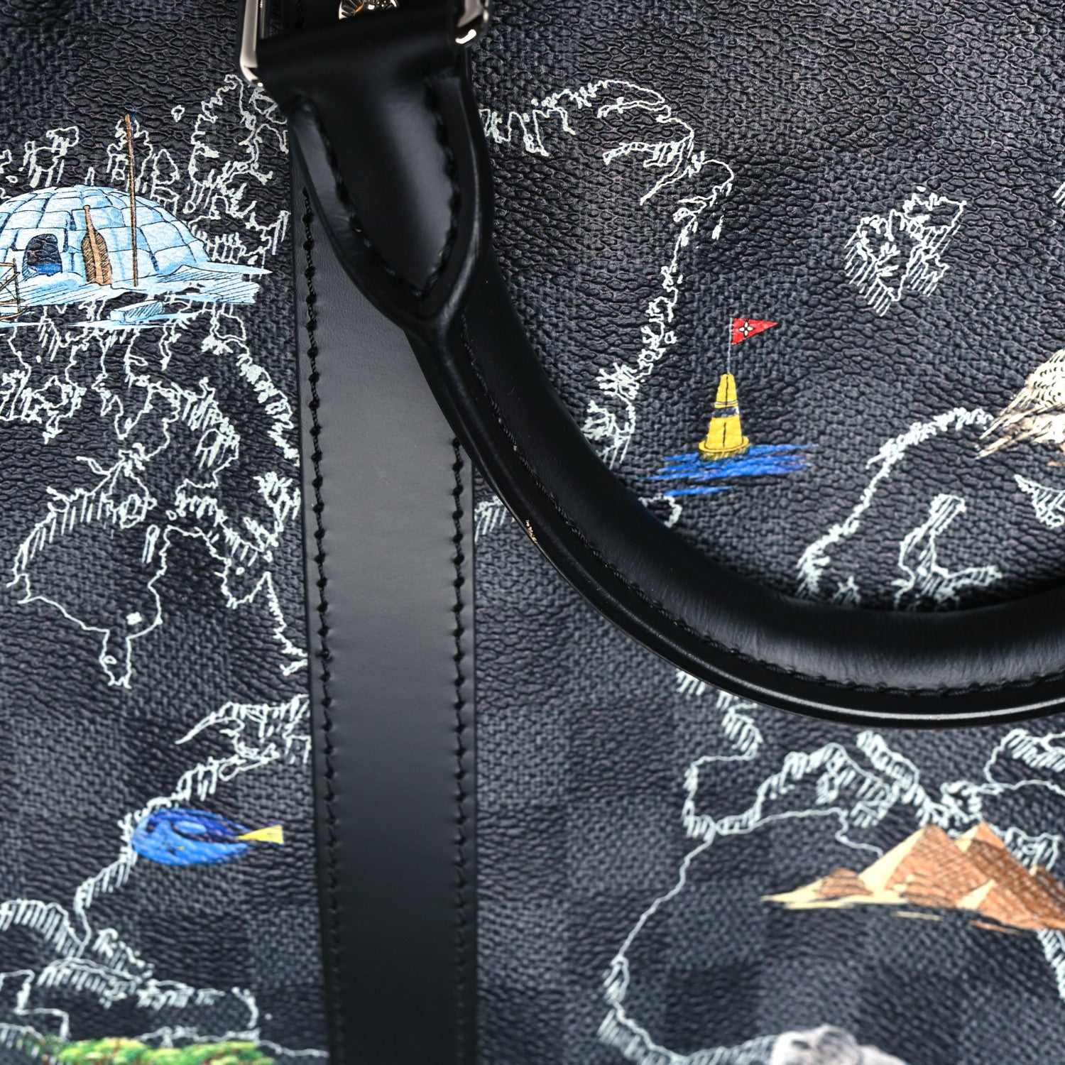 Louis Vuitton Damier Graphite World Map Keepall Bandouliere 50 10 of 10