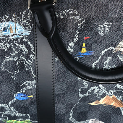 Louis Vuitton Damier Graphite World Map Keepall Bandouliere 50 10 of 10