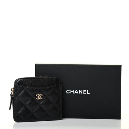 Chanel Caviar Quilted Zip Card Holder Wallet Black 8 of 8