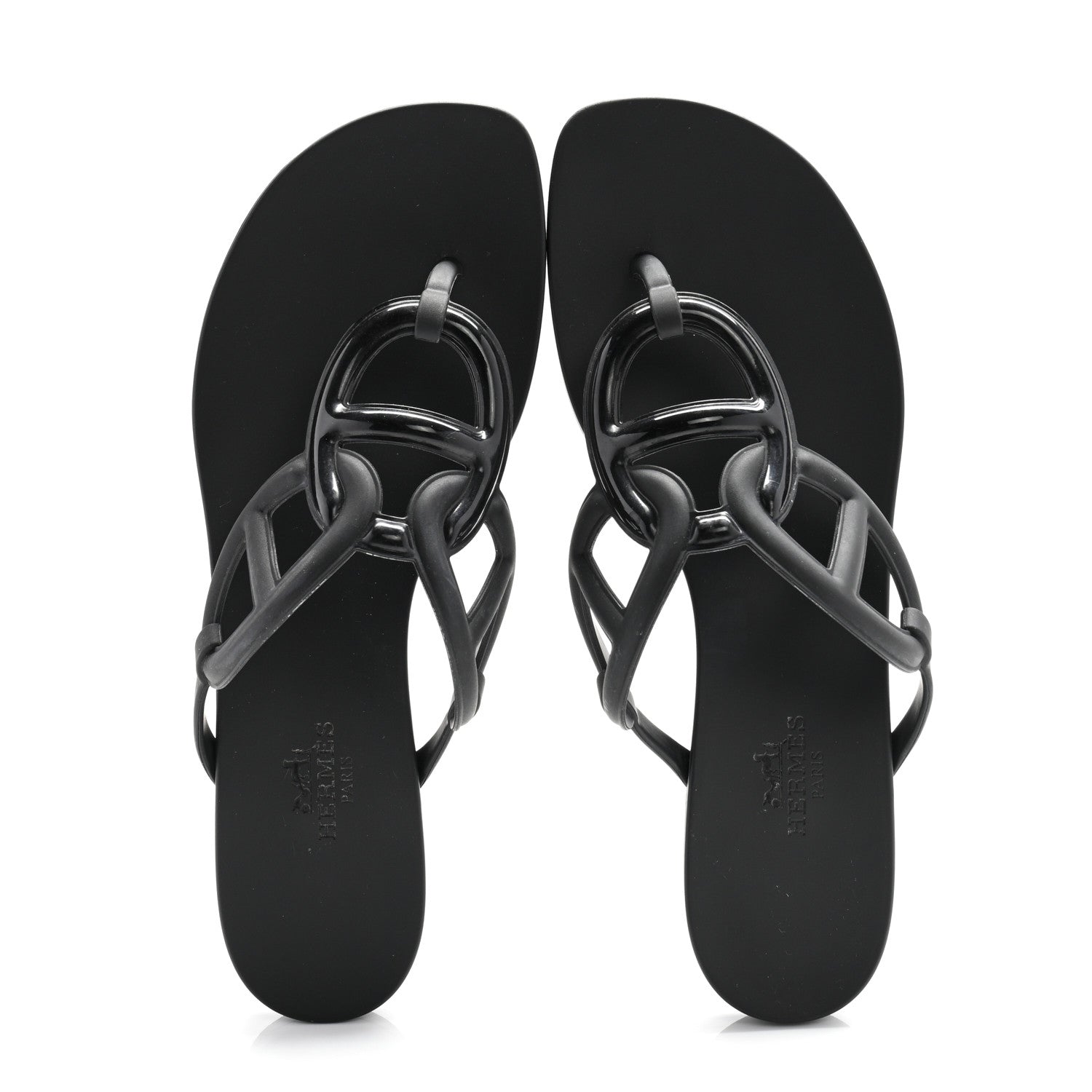 Hermes Rubber Womens Egerie Sandals 37 Black 2 of 10