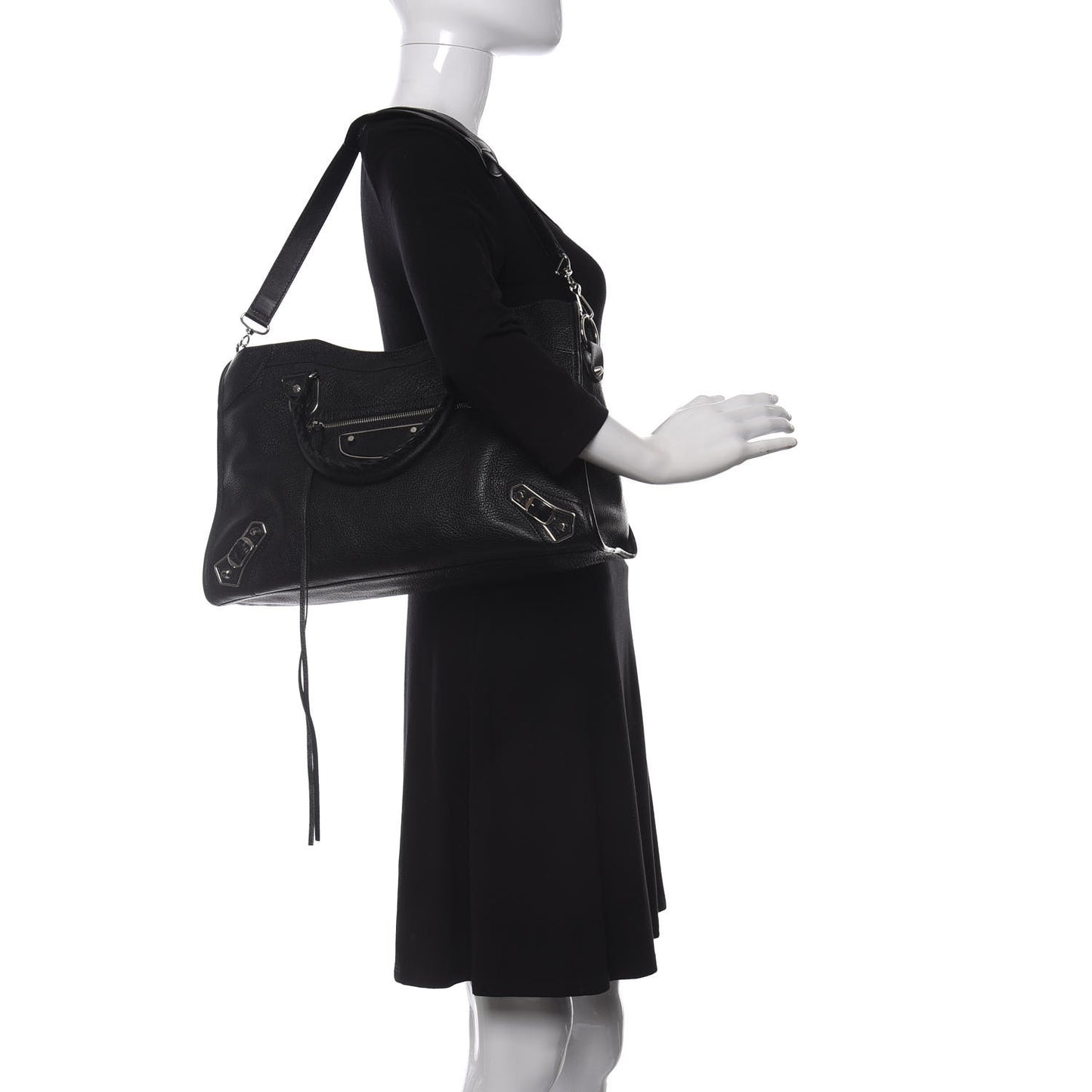 Chevre Silver Metallic Edge Hardware City Black