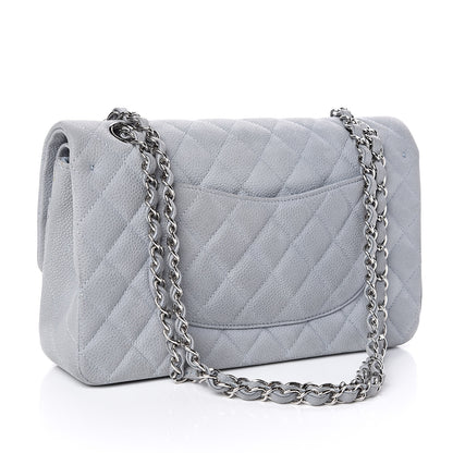 Chanel Iridescent Caviar Quilted Medium Double Flap Light Grey 3 of 14