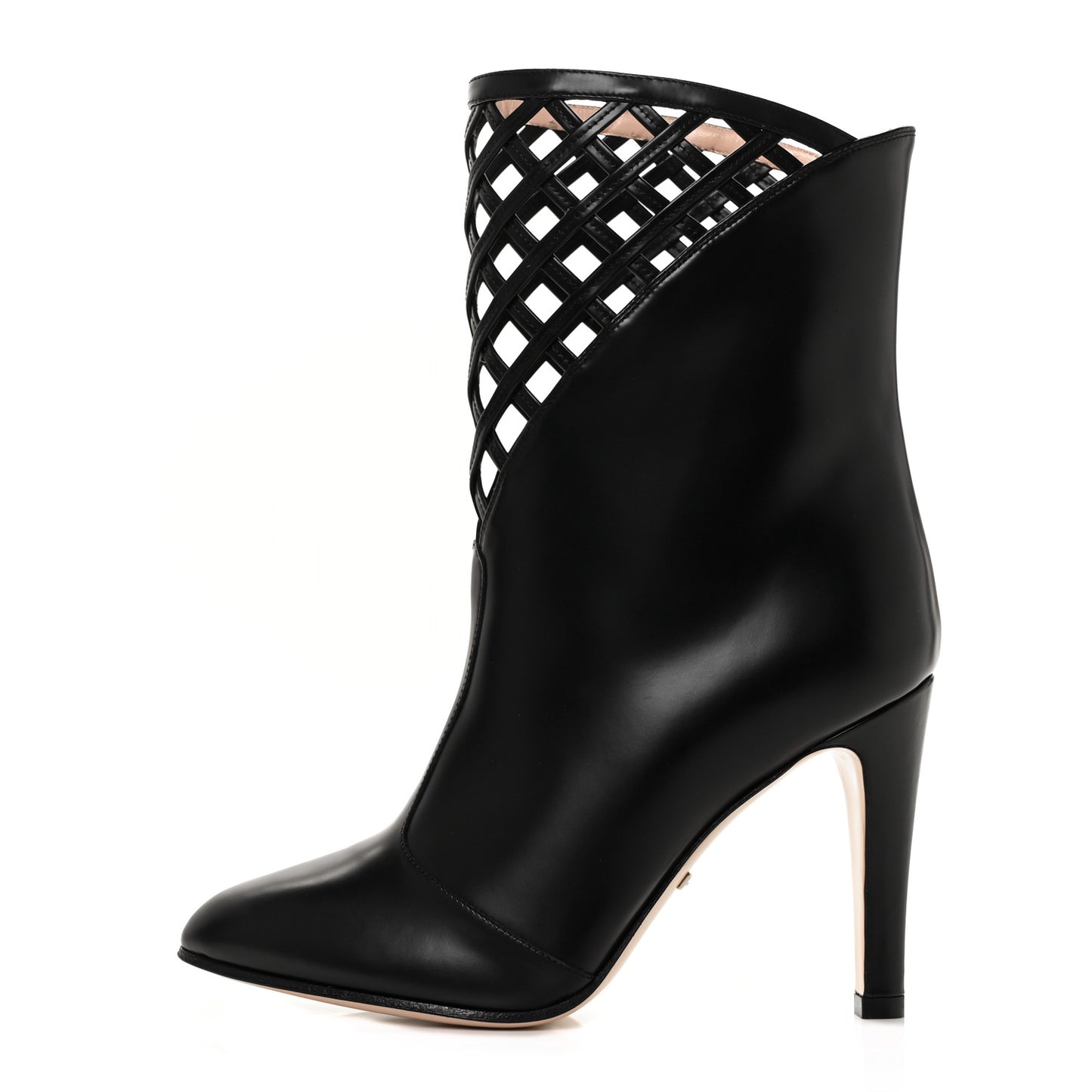 Plume Calfskin Damir Lattice Cutout Boots 36 Black