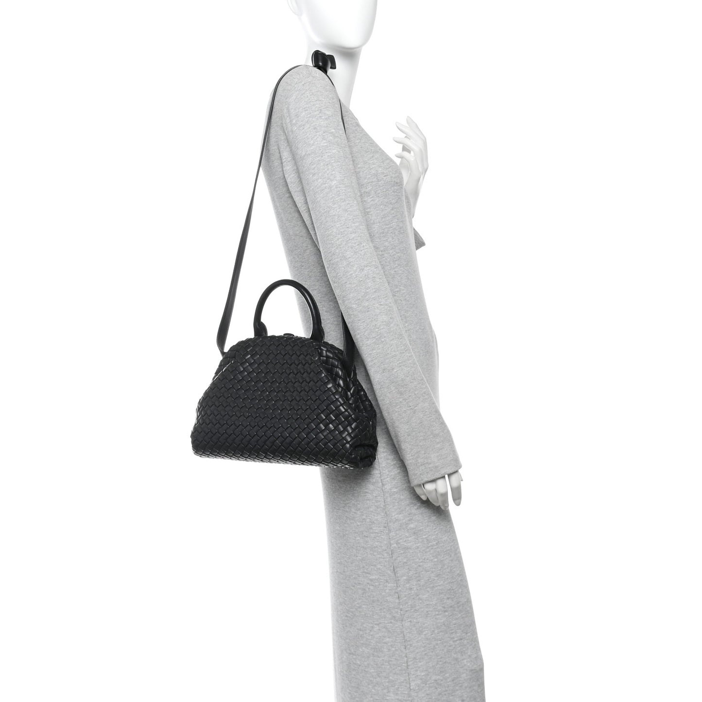 Nappa Intrecciato Padded Small The Top Handle Tote Bag Black