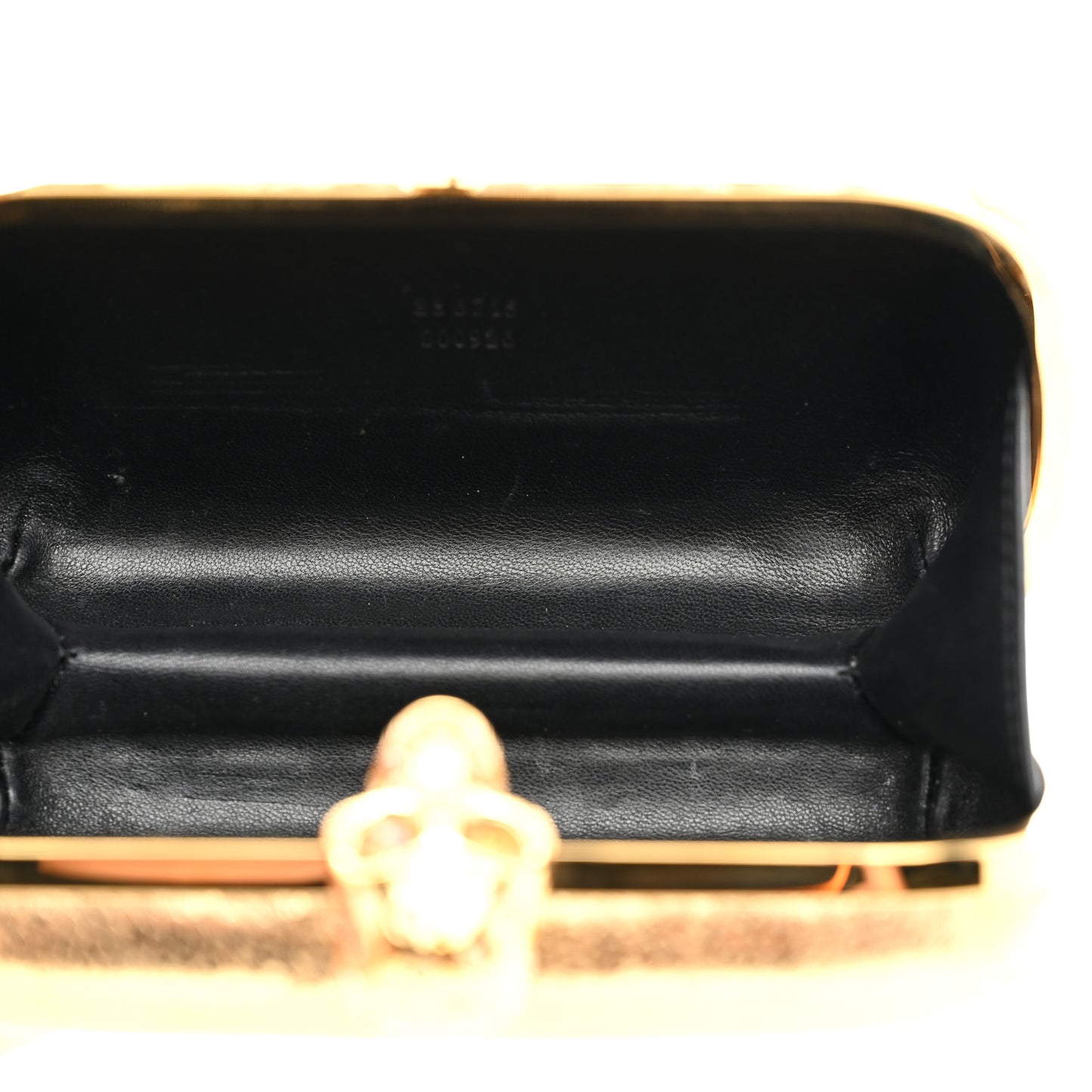 Metallic Nappa Skull Box Clutch Gold