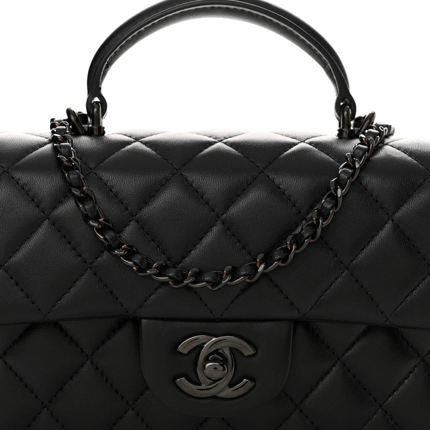 Chanel Lambskin Quilted Mini Top Handle Rectangular Flap So Black 8 of 10