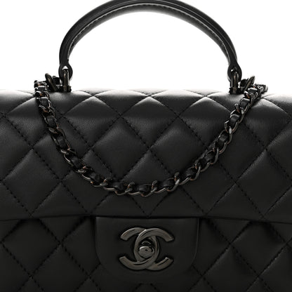 Chanel Lambskin Quilted Mini Top Handle Rectangular Flap So Black 8 of 10