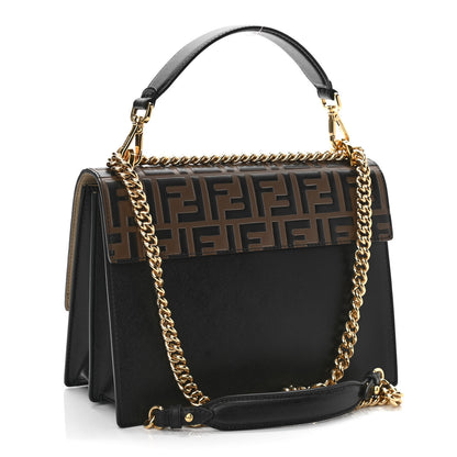 Fendi Vitello Liberty Bi-Color FF 1974 Embossed Chain Strap Kan U Shoulder Bag Black Maya 3 of 10