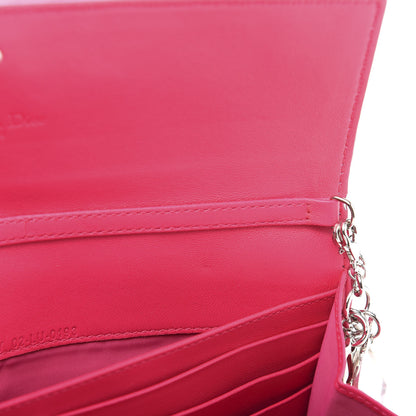 Christian Dior Lambskin Cannage Lady Dior Rendezvous Wallet On Chain Fuchsia 10 of 12
