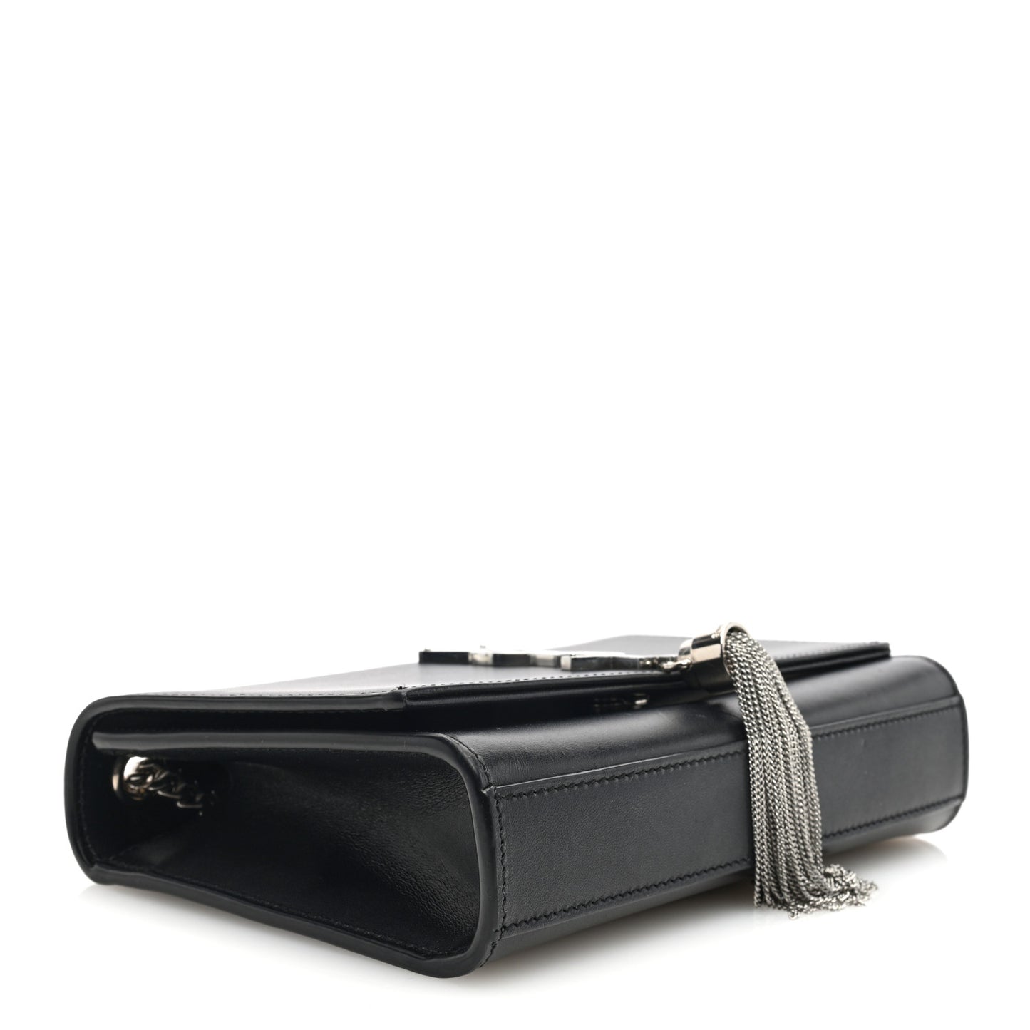 Smooth Calfskin Small Classic Monogram Kate Tassel Satchel Black