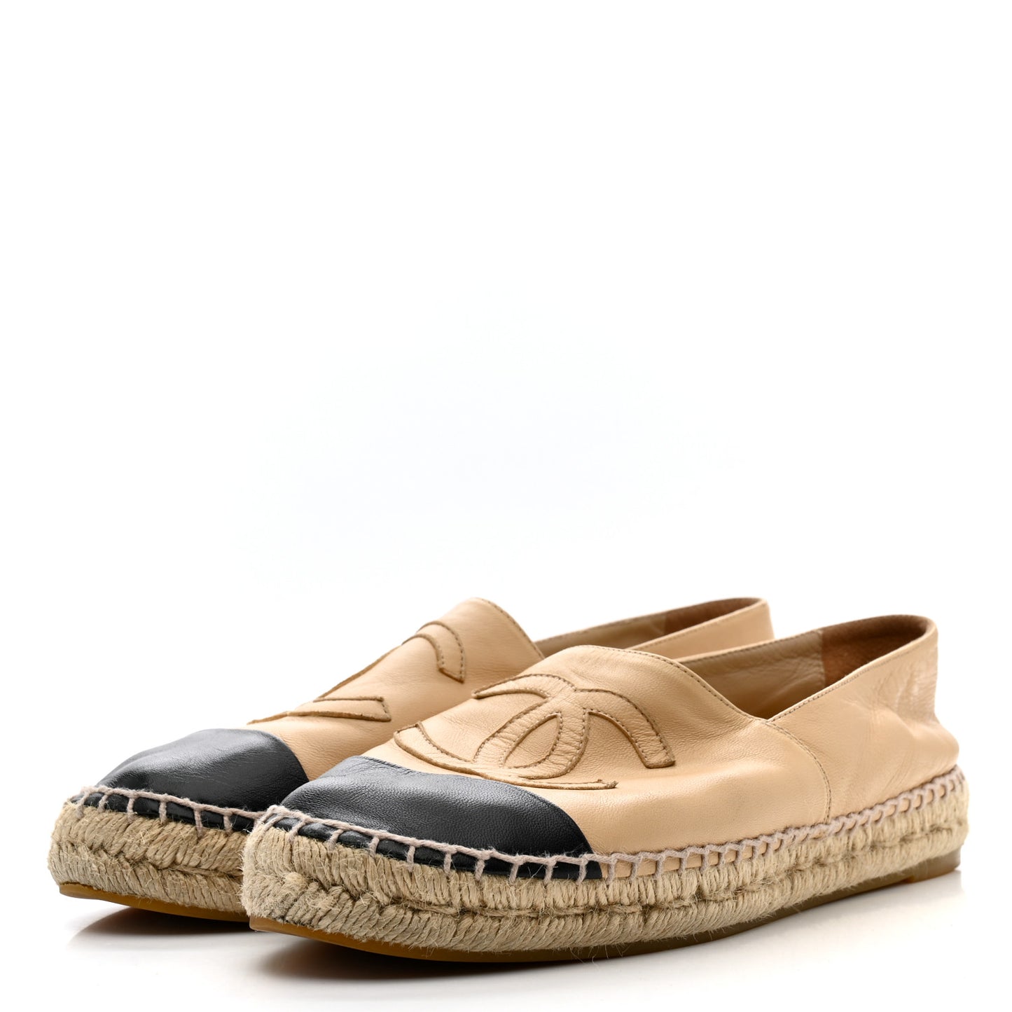 Lambskin CC Espadrilles 39 Beige Black
