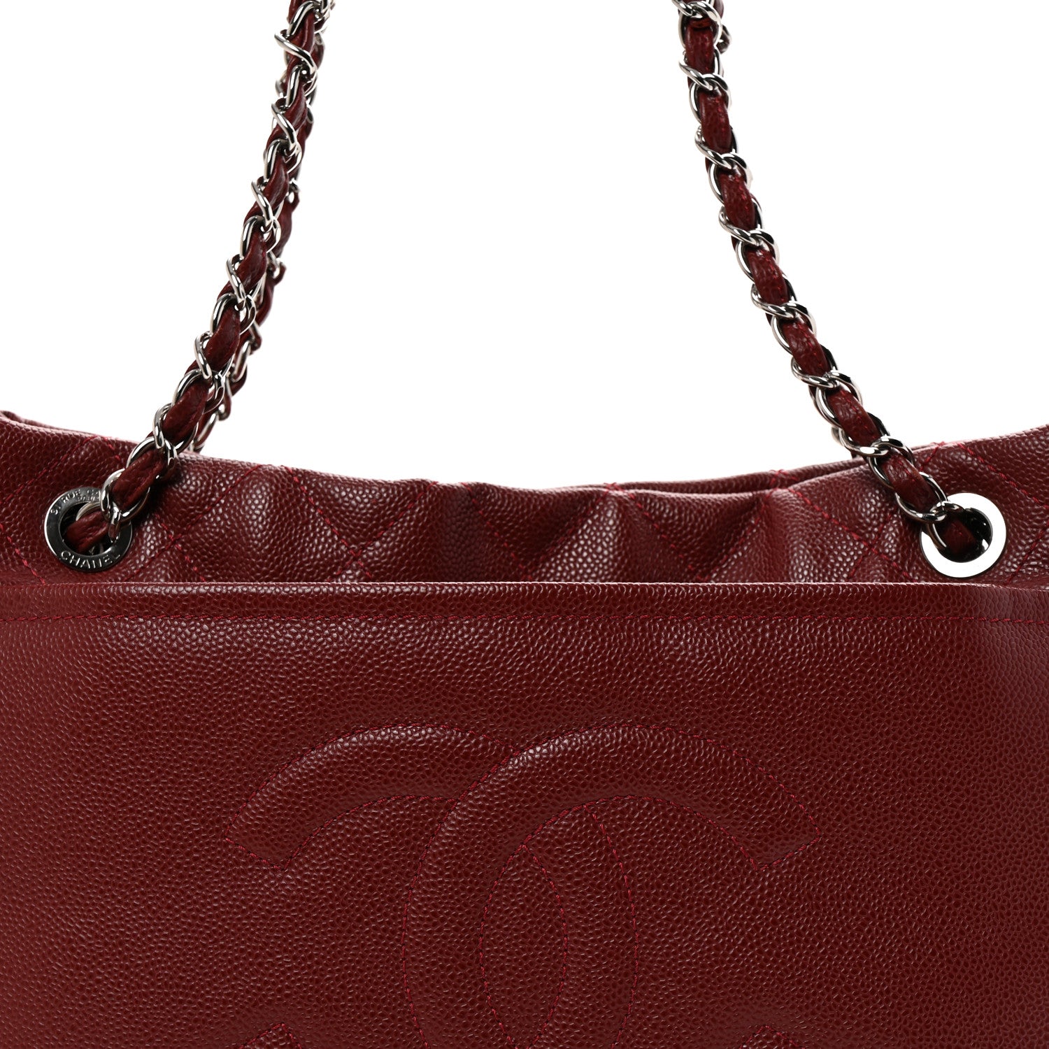 Chanel Caviar Quilted Timeless CC Soft Tote Dark Red 8 of 10
