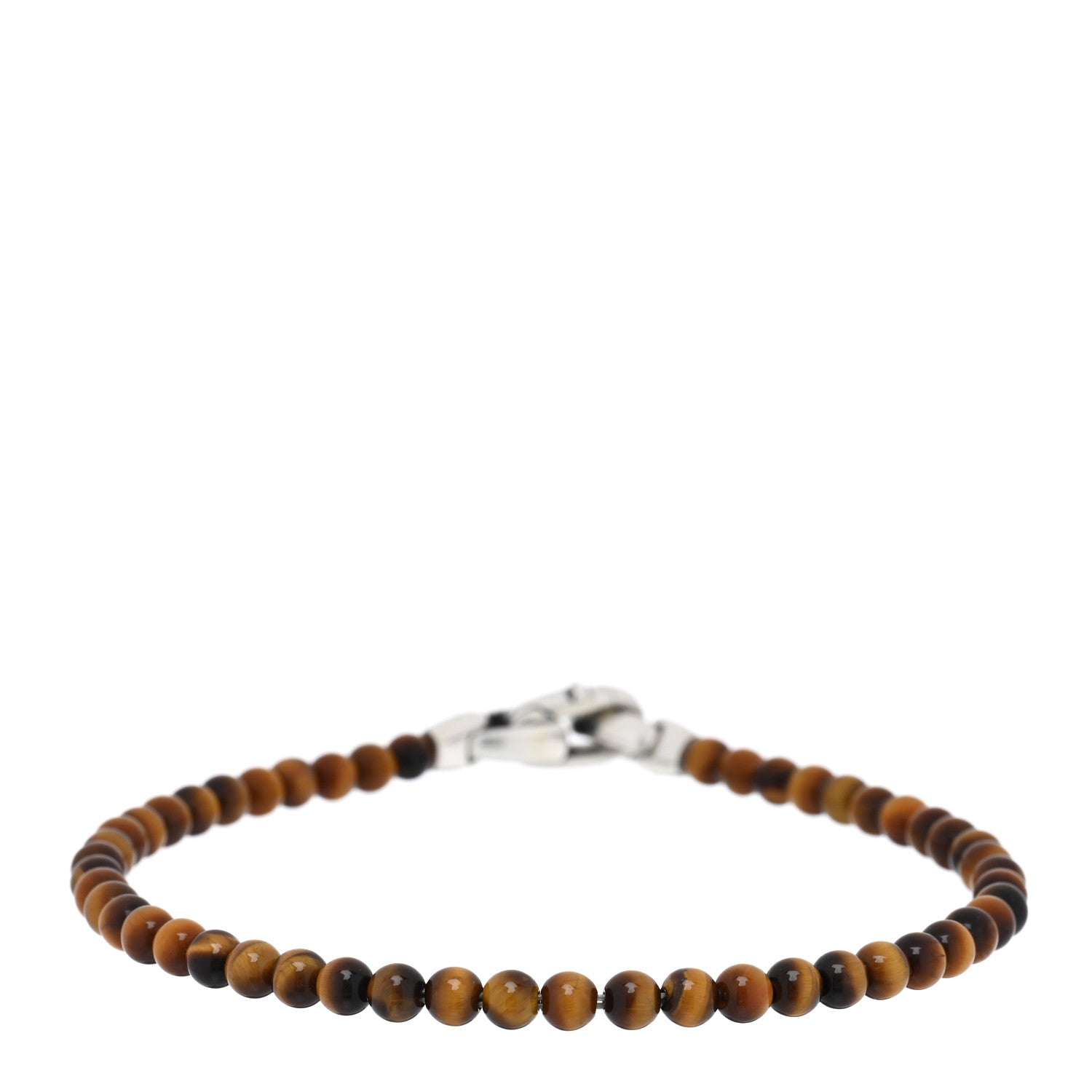 David Yurman Sterling SIlver Tigers Eye 4mm Spiritual Beads Bracelet 1 of 4