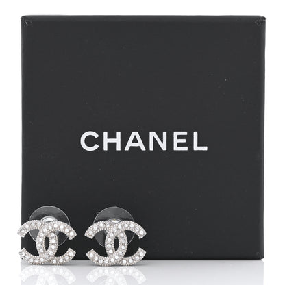 Chanel Crystal CC Earrings Silver 5 of 5