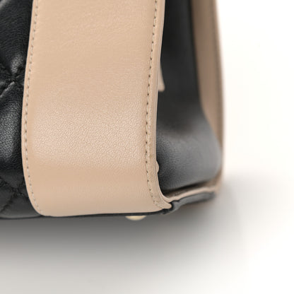 Chanel Sheepskin Quilted Mademoiselle Vintage Shopping Tote Beige Black 11 of 13
