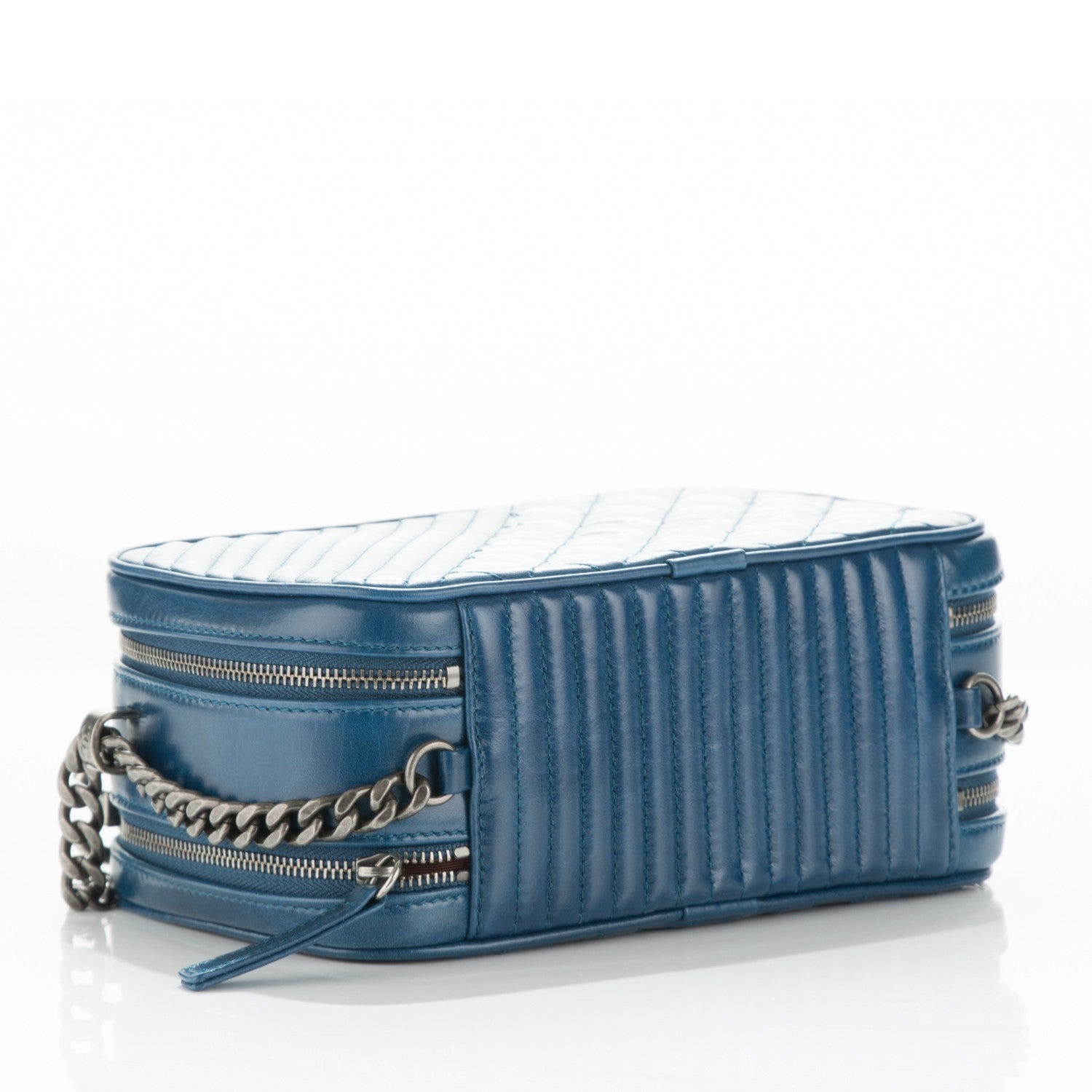 Chanel Glazed Calfskin Small Coco Boy Camera Case Blue 4 of 7