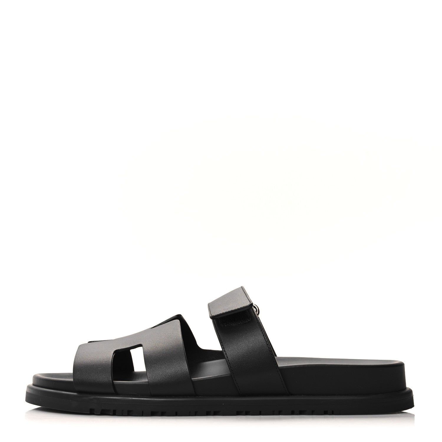 Hermes Calfskin Womens Chypre Sandals 39.5 Black 1 of 9