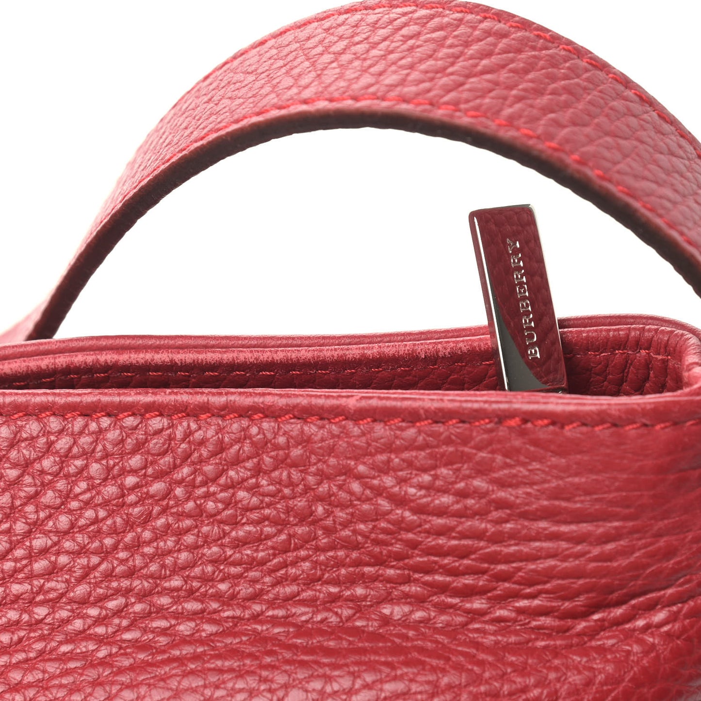 Grainy Calfskin House Check Horn Toggle Shoulder Bag Red
