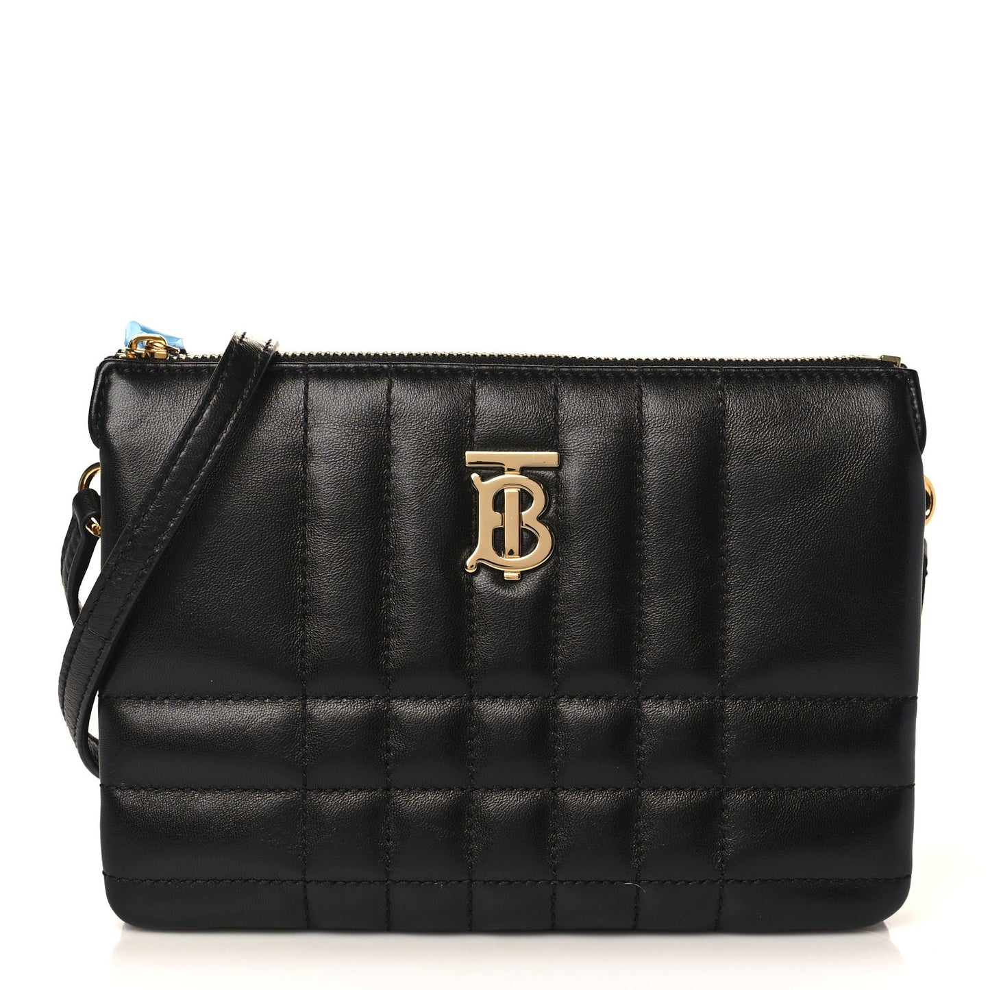 Lambskin Quilted Lola Double Pouch Crossbody Black