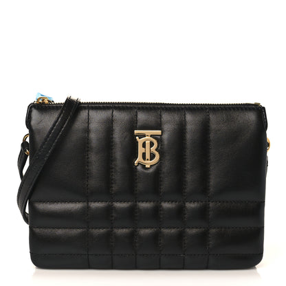 Burberry Lambskin Quilted Lola Double Pouch Crossbody Black 1 of 9