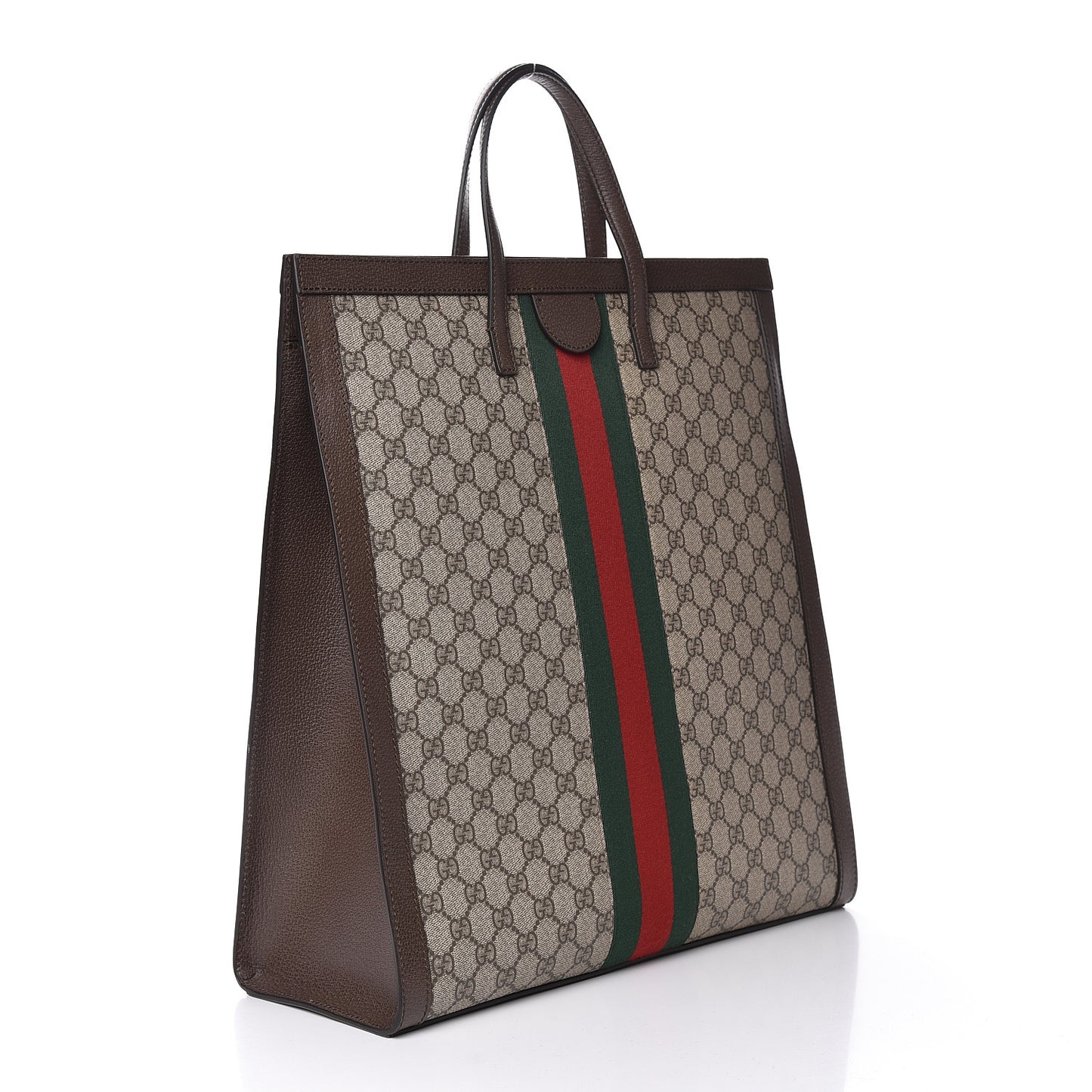 GG Supreme Monogram Web Ophidia Vertical Tote Brown