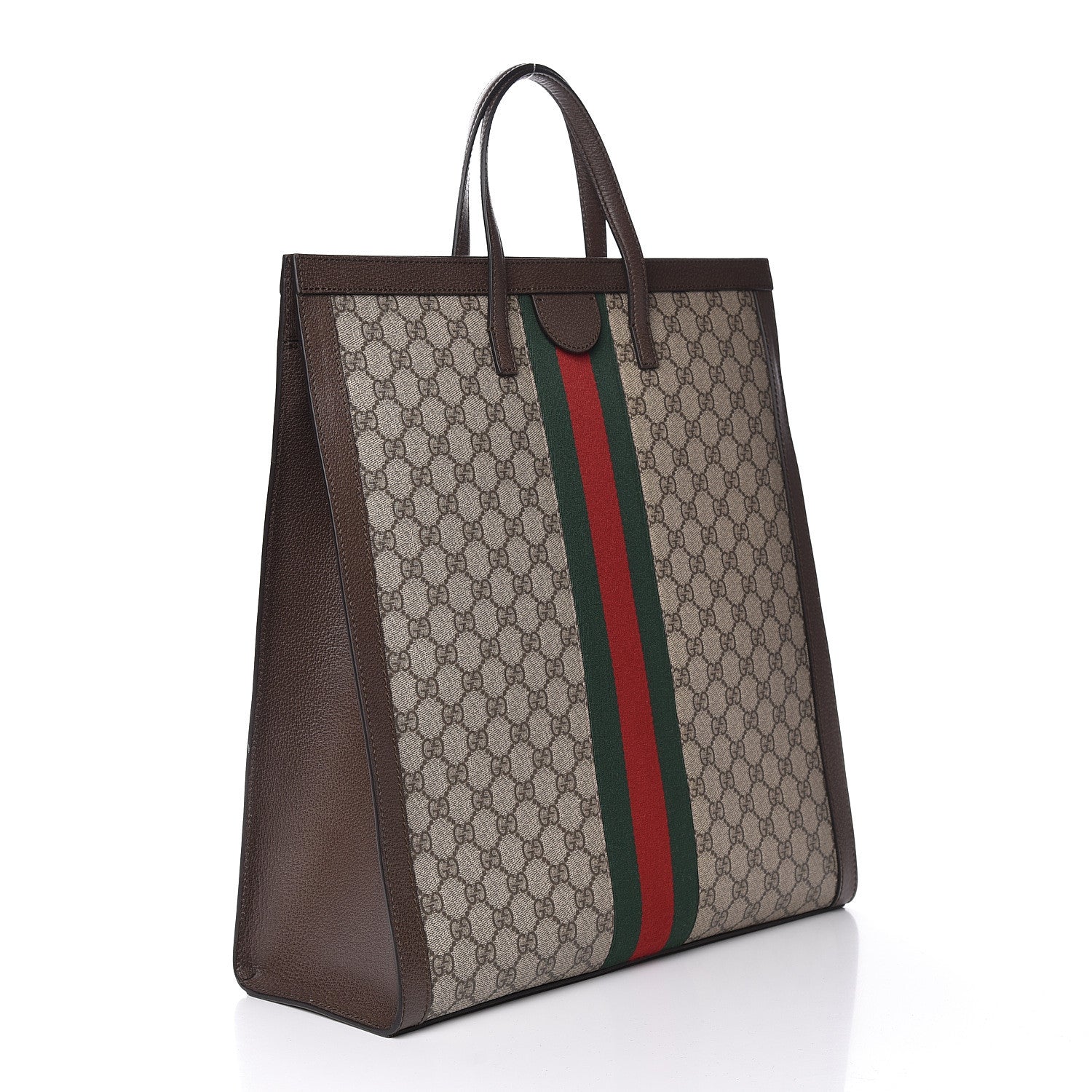 Gucci GG Supreme Monogram Web Ophidia Vertical Tote Brown 3 of 10